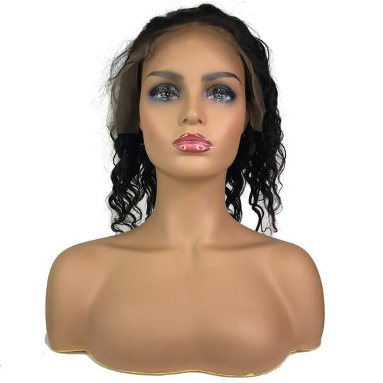 Custom Remy Deep Wave 13"X 4"Lace Frontal Bob Wig Natural