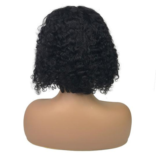 Custom Remy Jerry Curl 13"X 4"Lace Frontal Bob Wig Natural