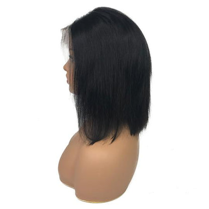Custom Remy Straight 13"X 4"Lace Frontal Bob Wig Natural