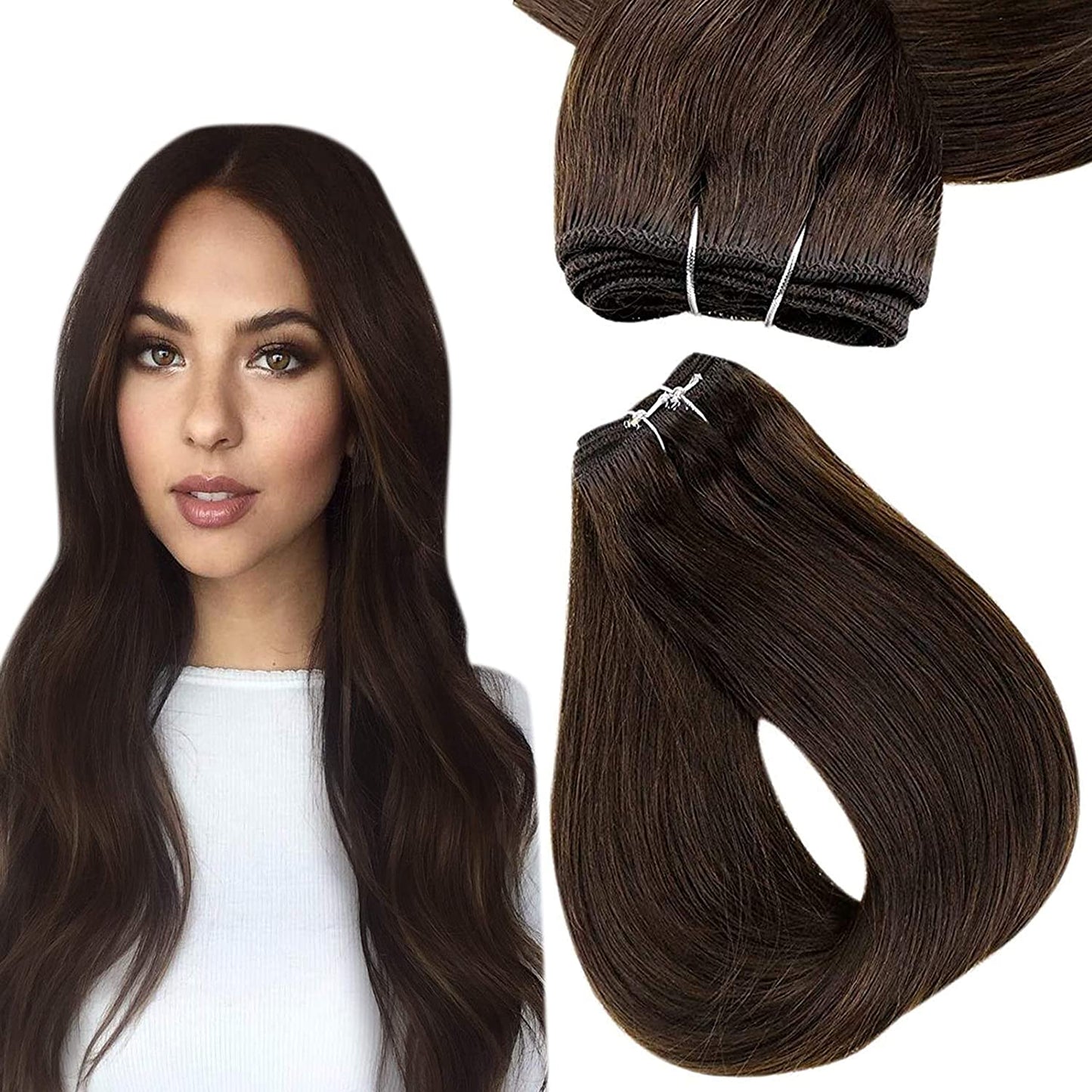 Best Natural Looking Remy Hair Weft Bundles Brazilian Human Hair +Add My Professional Sew in Hair Extensions Installation Salon Service