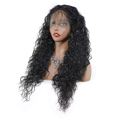 Human Hair Blend Lace Frontal Custom Hand-Tied Hair System Wig with Baby Hair - Loose Curly