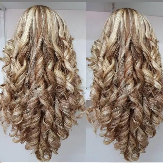 Top Quality European 613 Highlight Loose Wave Human Hair Jewish Wigs With Silk Top