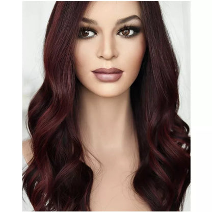 Burgundy Highlight Top Quality European Human hair Sheitel Topper Human Hair Jewish Kosher Wigs