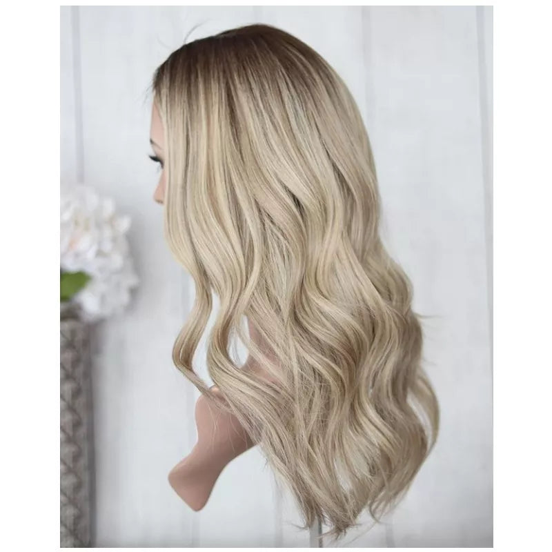 Loose Natural Wave Honey Blonde Unprocessed European Jewish Wigs With Silk Top