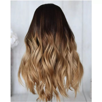 Ombre Color Honey Blonde Top European Human Hair Jewish Wig With Darker Hair Roots