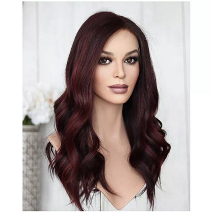 Burgundy Highlight Top Quality European Human hair Sheitel Topper Human Hair Jewish Kosher Wigs