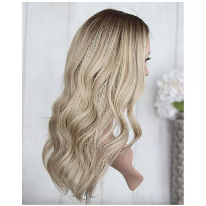 Loose Natural Wave Honey Blonde Unprocessed European Jewish Wigs With Silk Top