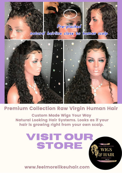 Custom Made Full Lace Wig-Raw Cambodian Curly Wave-Transparent Lace Color 18 inch