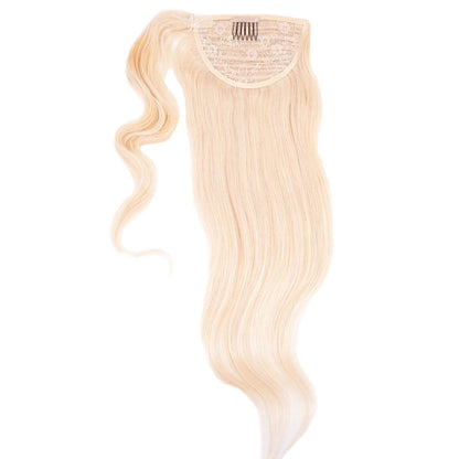 Blonde Ponytail  Human | Hair Wrap Around - Bleach Blonde Straight
