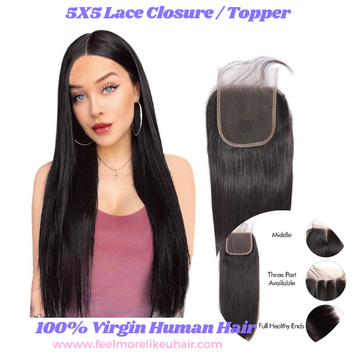 Premium Clip in Human Hair Toppers Seamless Hairpiece Toupee for Thinning Crown Women for Thicking Hair 20"-22" inch {In Stock} Same day In-store- Pick up Available Hair loss Solutions