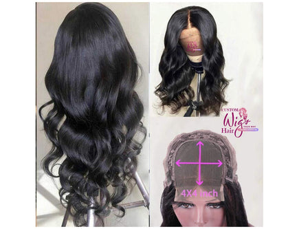 Custom Made Wig Body Wave Front Lace Self Install-Yes 100% Unprocessed Brazilian Virgin Pre-plucked
