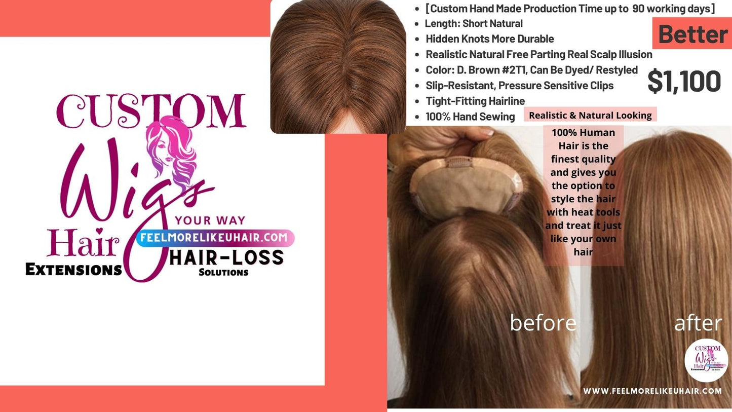 CUSTOM HAIR PIECE SYSTEM | Conceal thinning Hair Immediately | Natural Looking Custom Fitting Non-Surgical Hair Solutions