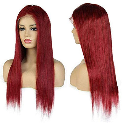 Natural looking Long Straight Lace Front Hair System Red Color Custom Wig Glueless