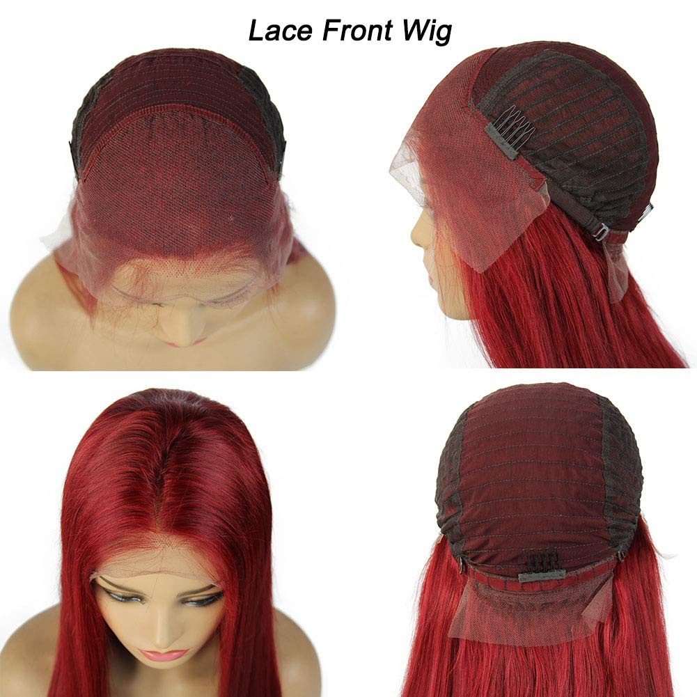 Natural looking Long Straight Lace Front Hair System Red Color Custom Wig Glueless