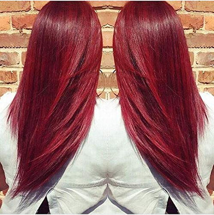 Natural looking Long Straight Lace Front Hair System Red Color Custom Wig Glueless