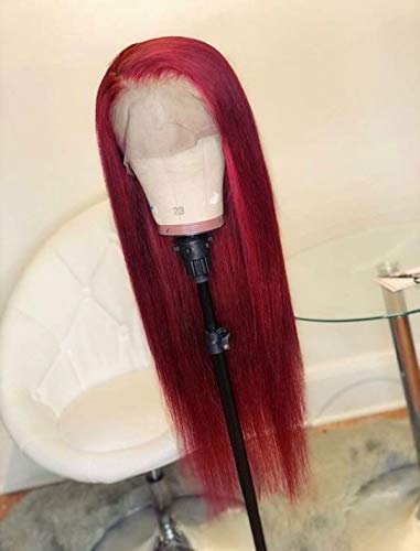 Natural looking Long Straight Lace Front Hair System Red Color Custom Wig Glueless