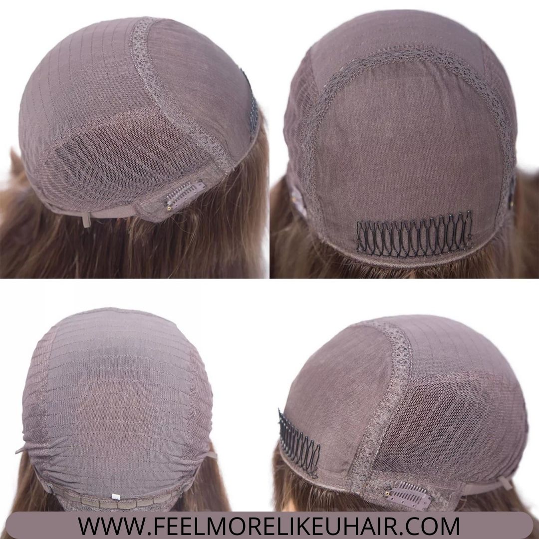 Natural Wave Shoulder Length Mixed Colored European Jewish Kosher Wig With Lace