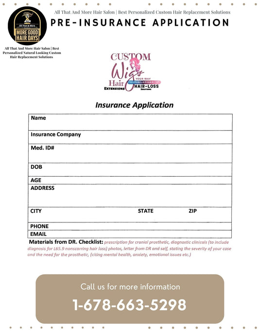 ⚕️Pre-Prescription Cranial Prosthetic Insurance Application Printable Form | Medical Insurance Claims