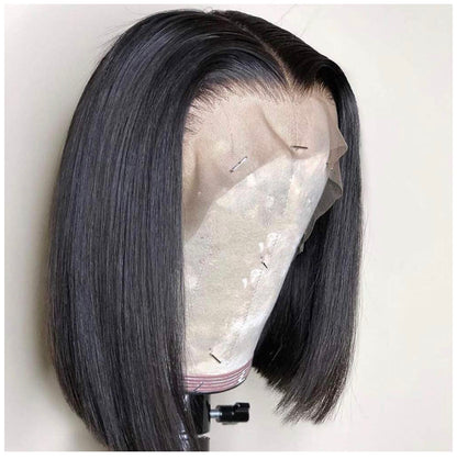 Straight Human Hair Lace Front Short Bob Wig