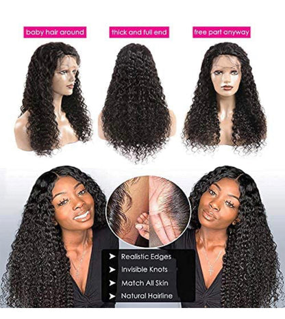 Custom Hand Made 30”-40 Inch 13x4 Lace Front Wigs Human Hair Long Remy Brazilian Wavy Curly Lace Frontal Wig 200% Pre Plucked Natural Color *Only 1 left in stock - order soon.