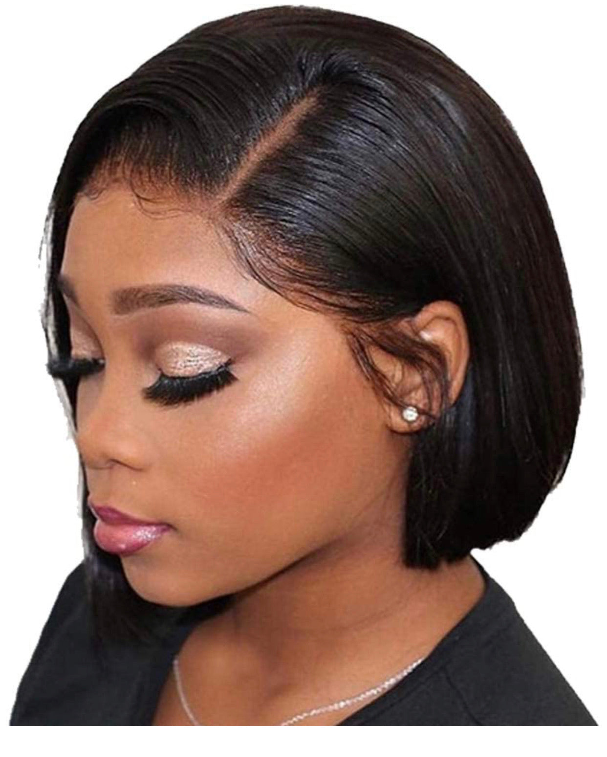 Straight Human Hair Lace Front Short Bob Wig