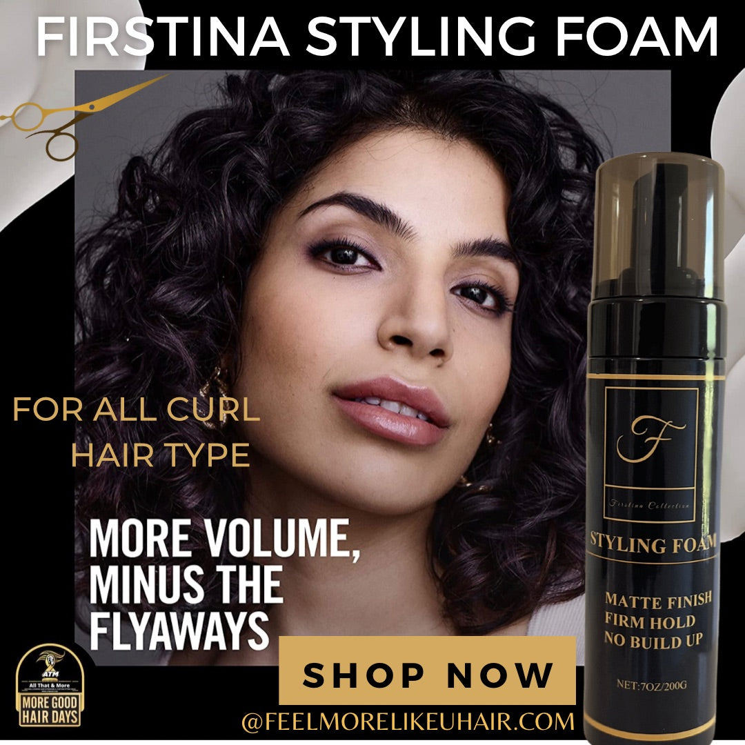 FIRSTINA Best Curl Control Mousse Styling Foam For Women & Men All Curly Hair Types - 7 fl oz