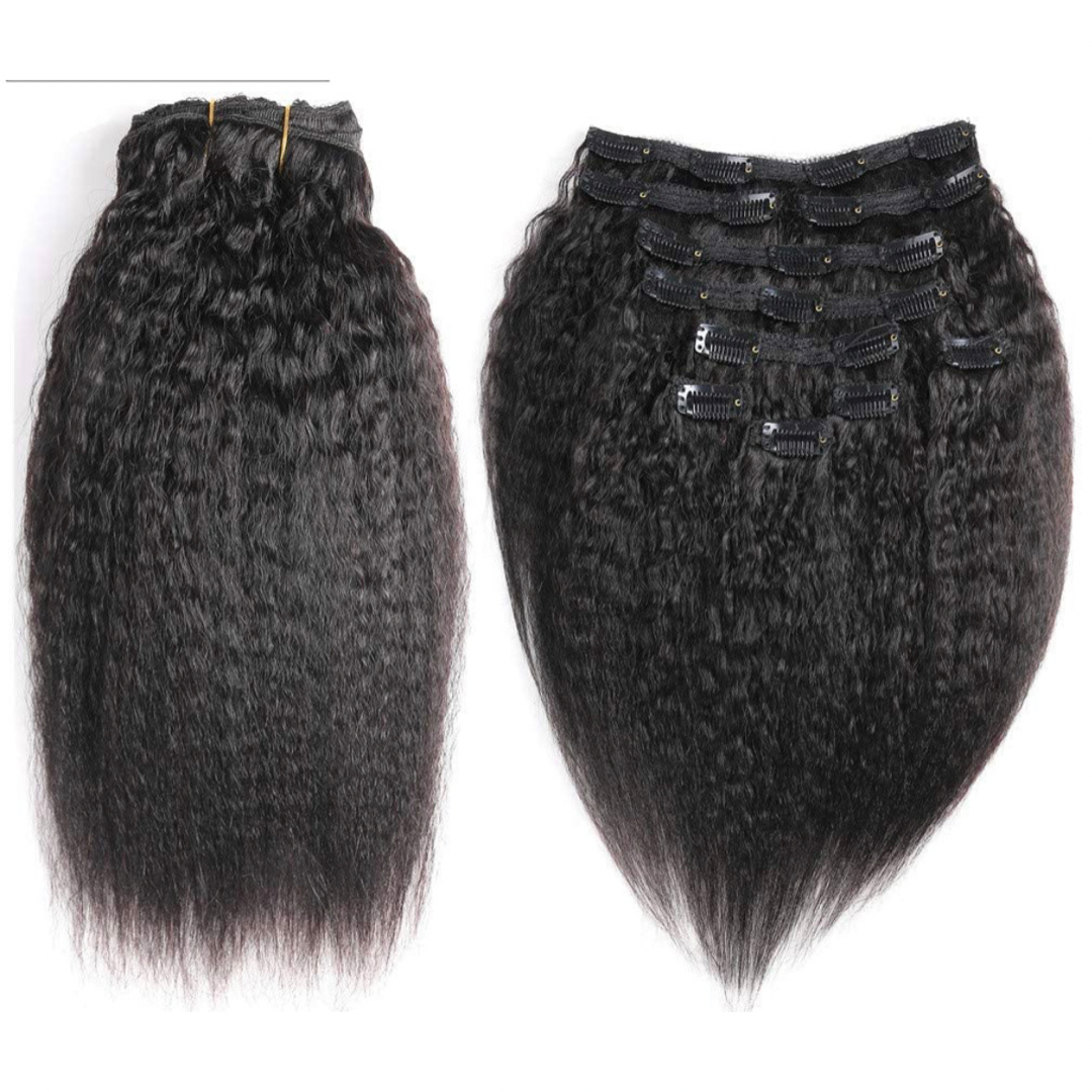 Kinky Straight Clip In Human Hair Extensions