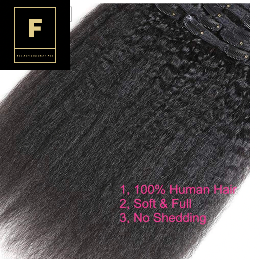 Kinky Straight Clip In Human Hair Extensions