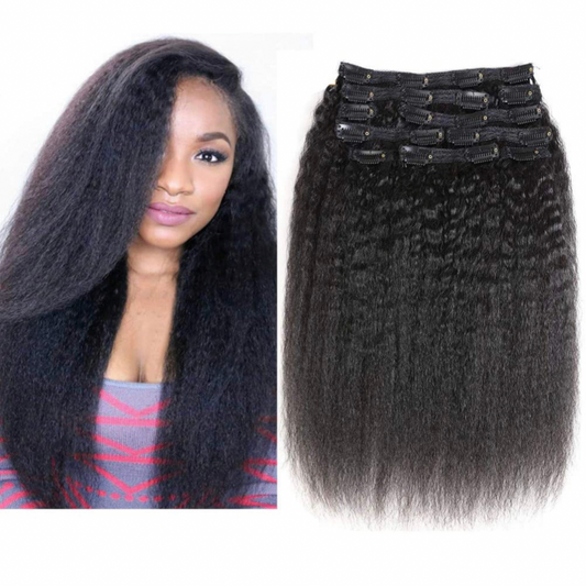 Kinky Straight Clip In Human Hair Extensions