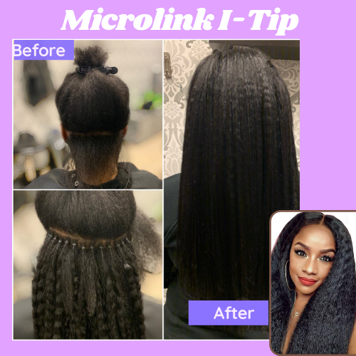 microlink i-tip hair color Kinky_Straight_Human_Hair