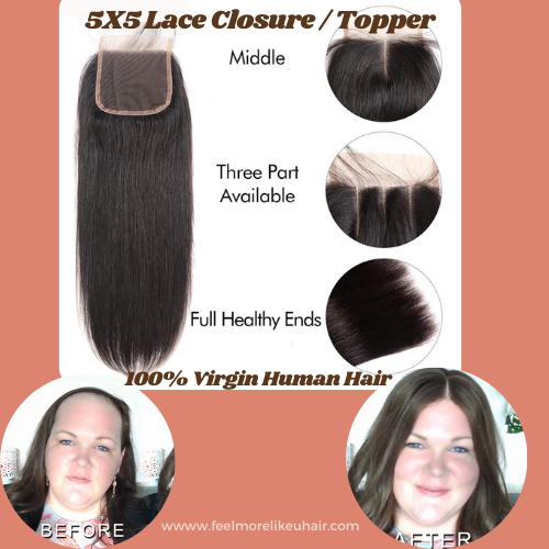 Premium Clip in Human Hair Toppers Seamless Hairpiece Toupee for Thinning Crown Women for Thicking Hair 20"-22" inch {In Stock} Same day In-store- Pick up Available Hair loss Solutions