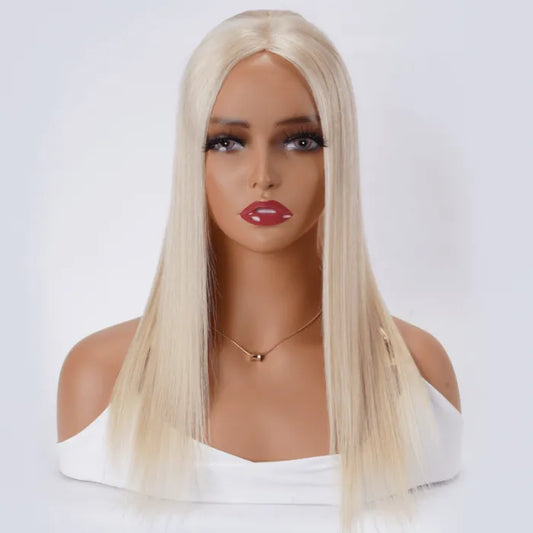 Custom Grace Platinum Blonde Light Volume Human Hair piece Hair Topper | Lace Front Clip In Women Hairpieces