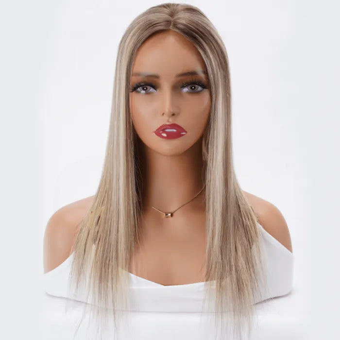 Custom Pricilla Brown To Blonde Human Hair Light Volume Hair Topper | Lace Front Clip In Women Hairpiece